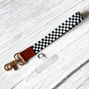 Phone Wrist Strap Keychain with Tether Tab - BLACK & WHITE CHECKERS