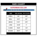 Vegan Leather Dog Collar - Superman Blue with Shield Embellishments & Metal Charm