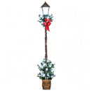 6.1 Feet Christmas Pre-lit Street Lamp with Artificial Greenery and Snow-flocked Branch Tips