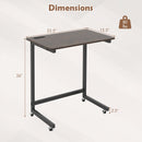 C-shaped End Table with Wheels Mobile Bedside Table with Built-in Phone Slot-Rustic Brown