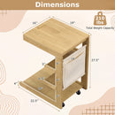 C-shaped End Table with Wheels and Adjustable Desktop for Sofa Couch Bedside