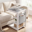 C-shaped End Table with Wheels and Adjustable Desktop for Sofa Couch Bedside
