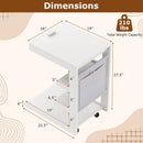 C-shaped End Table with Wheels and Adjustable Desktop for Sofa Couch Bedside