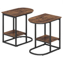 C-Shaped Side Table with Storage Shelf and Marble Top