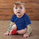 Cactus Tattoo Snapshirt Baby Bodysuit in Blue | Unisex Infant Size 6-12 Months | Cowboy Western Funny Full Sleeve Tattoo Infant Shirt