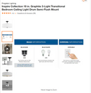 Progress Lighting Inspire Collection Graphite 3-Light 18in Semi-Flush Mount