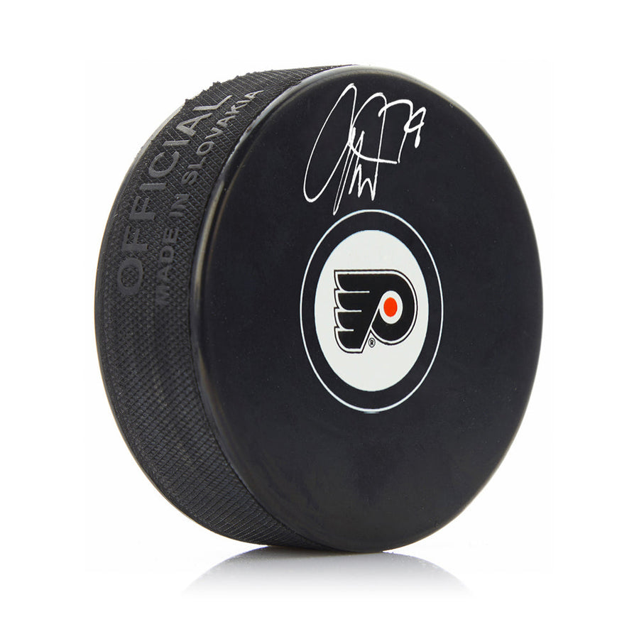 Carter Hart Philadelphia Flyers Autographed NHL Hockey Logo Puck