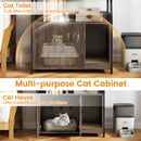 Cat Litter Box Enclosure with Storage Shelves and Scratching Pad