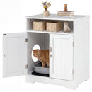 Cat Litter Box Enclosure Wooden Hidden Pet Washroom Furniture-White