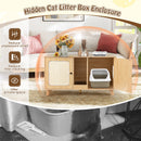 43 Inches Cat Litter Box Enclosure with Double Rooms and 2 Sisal Scratching Mats