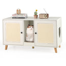 43 Inches Cat Litter Box Enclosure with Double Rooms and 2 Sisal Scratching Mats