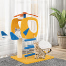 Indoor Small Aviation-themed Cat Tree Cat Tower with Helicopter Top Perch-Yellow
