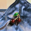 Cheeky Cherries Brooch | 1.45" Wide Pin in Metal Alloy with Gold Finish