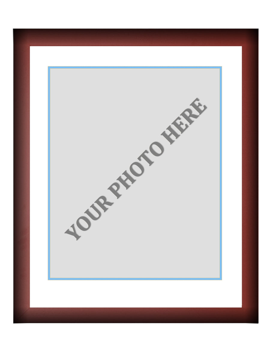 Frame Kit - Cherry Wood Frame | White Matting | Light Blue Trim