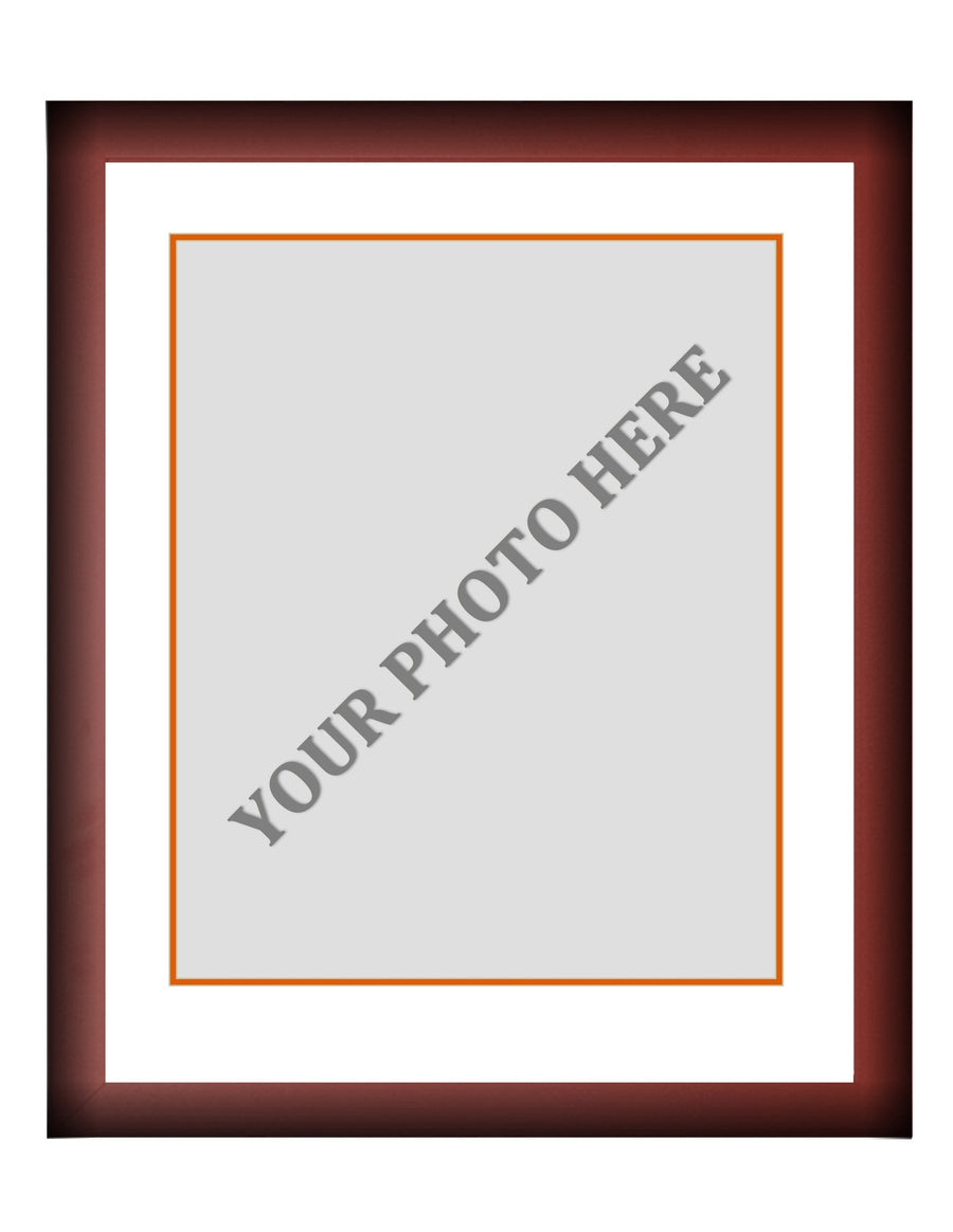 Frame Kit - Cherry Wood Frame | White Matting | Orange Trim