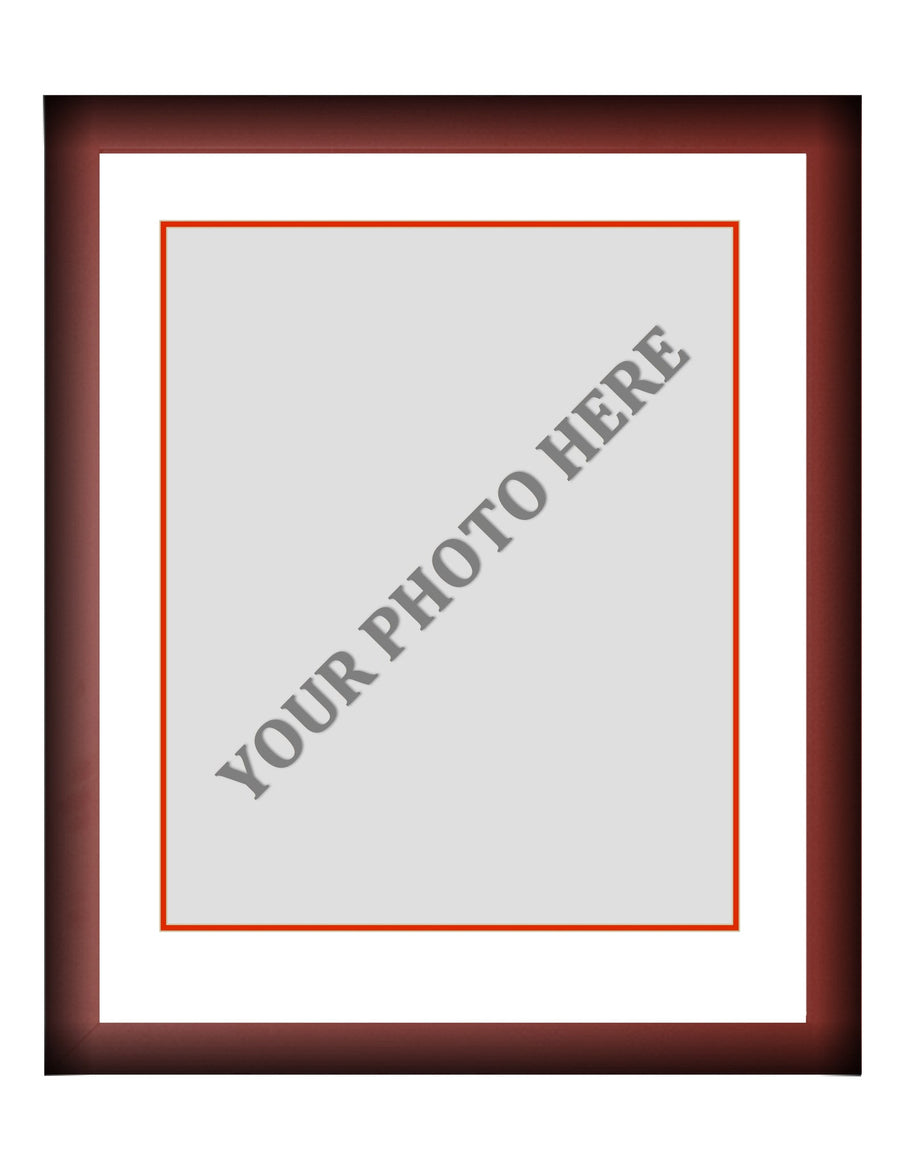 Frame Kit - Cherry Wood Frame | White Matting | Red Trim