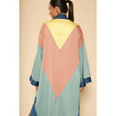 Chevron Kimono Big Long Textured Satin Duster | Light Jacket, Outdoor Robe, Swimsuit Coverup | Sizes SM-XL