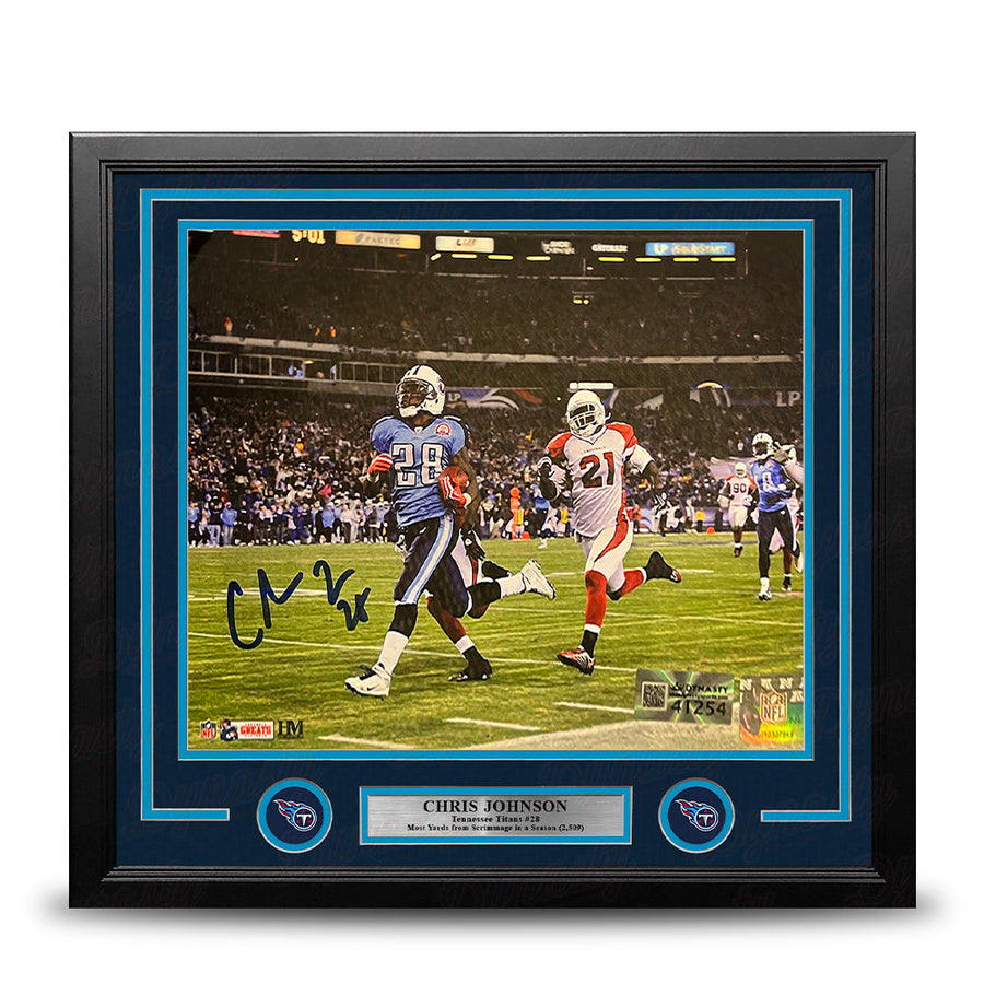 Chris Johnson Sideline Run Tennessee Titans Autographed 11