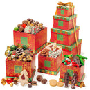 Christmas Gift Basket – Three-Tier Tower of Holiday Chocolates, Caramels & Treats