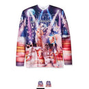 Faux Real Mens Cats and Dreidel Printed Long Sleeve Tee, Blue, XL