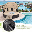 Round Patio Daybed with Retractable Canopy and Cushions