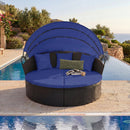 Round Patio Daybed with Retractable Canopy and Cushions