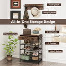 Coat Rack Shoe Stand Set 5-Tier Shoe Rack with Wall-Mounted Coat Hanger-Brown