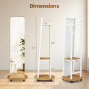Coat Rack with Full Length Mirror Freestanding Coat Tree with 3 Hooks