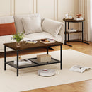 Coffee Table 2-Tier Rectangle Coffee Table and Side End Table with Storage Shelves
