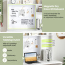 Compact Office Computer Desk with Hutch Magnetic Whiteboard-White