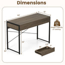 Computer Desk with 2 Drawers 44 Inch Home Office Desk with Metal Frame-Oak