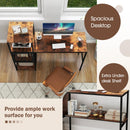 Computer Desk with Bookshelf Home Office Desk with Storage Cabinet and Shelves-Rustic Brown