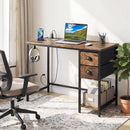 Computer Desk with Charging Station and 2 Fabric Drawers for Small Spaces