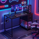 Computer Desk with Charging Station and 2 Fabric Drawers for Small Spaces