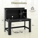 Modern Computer Desk with Hutch and Storage Shelves