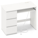 Computer Desk with Power Outlet Keyboard Tray and 3 Large Drawers