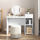 Computer Desk with Drawer Modern Laptop PC Desk with Adjustable Shelf and Cable Hole-White