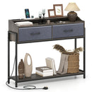 Console Table with Charging Station & 2 Drawers 110cm