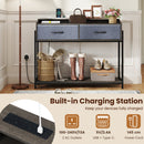 Console Table with Charging Station & 2 Drawers 110cm