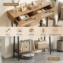 Console Table with LED Lights and Open Shelf - Natural