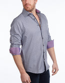 Contrast Collar Button-Up Shirt // Navy + Burgundy - Contemporary Fit - contrast trimming- final sale
