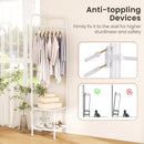 Corner Coat Rack with Top Hanger and 2 Mesh Shelves for Entryway Hallway Living Room Bedroom