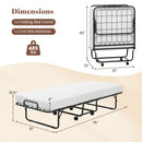 Cot Size Folding Bed Frame with Memory Foam Mattress and Metal Frame