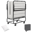 Space-Saving Narrow Twin Rollaway Bed with Pillow and Side Organizer Pocket