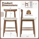 Counter Height Bar Stools 24 Inch Solid Wood Kitchen Island Chairs with Curved Backs