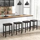 24 Inch Bar Stools with Padded Seat Footrest and Rubber Wood Frame