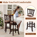 Counter Height Swivel Bar Stools Set of 2 with Back and Solid Rubber Frame