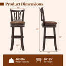Counter Height Swivel Bar Stools Set of 2 with Back and Solid Rubber Frame