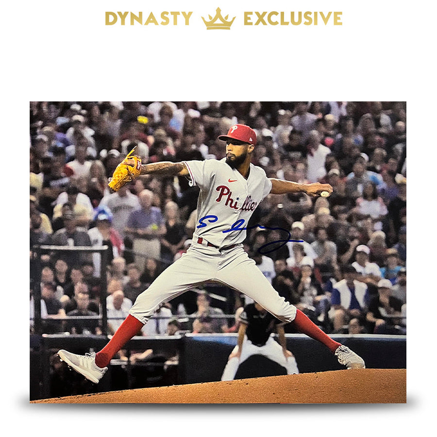 Cristopher Sanchez in Action Autographed Philadelphia Phillies 11