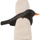 Crow Napkin Ring | Wooden Sculpted Black Bird Serviette Ring Table Napkin Holder | 4" x 2.75"